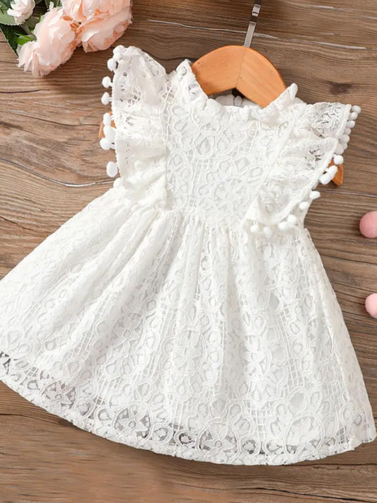 Lace Baby Pom Pom Dress