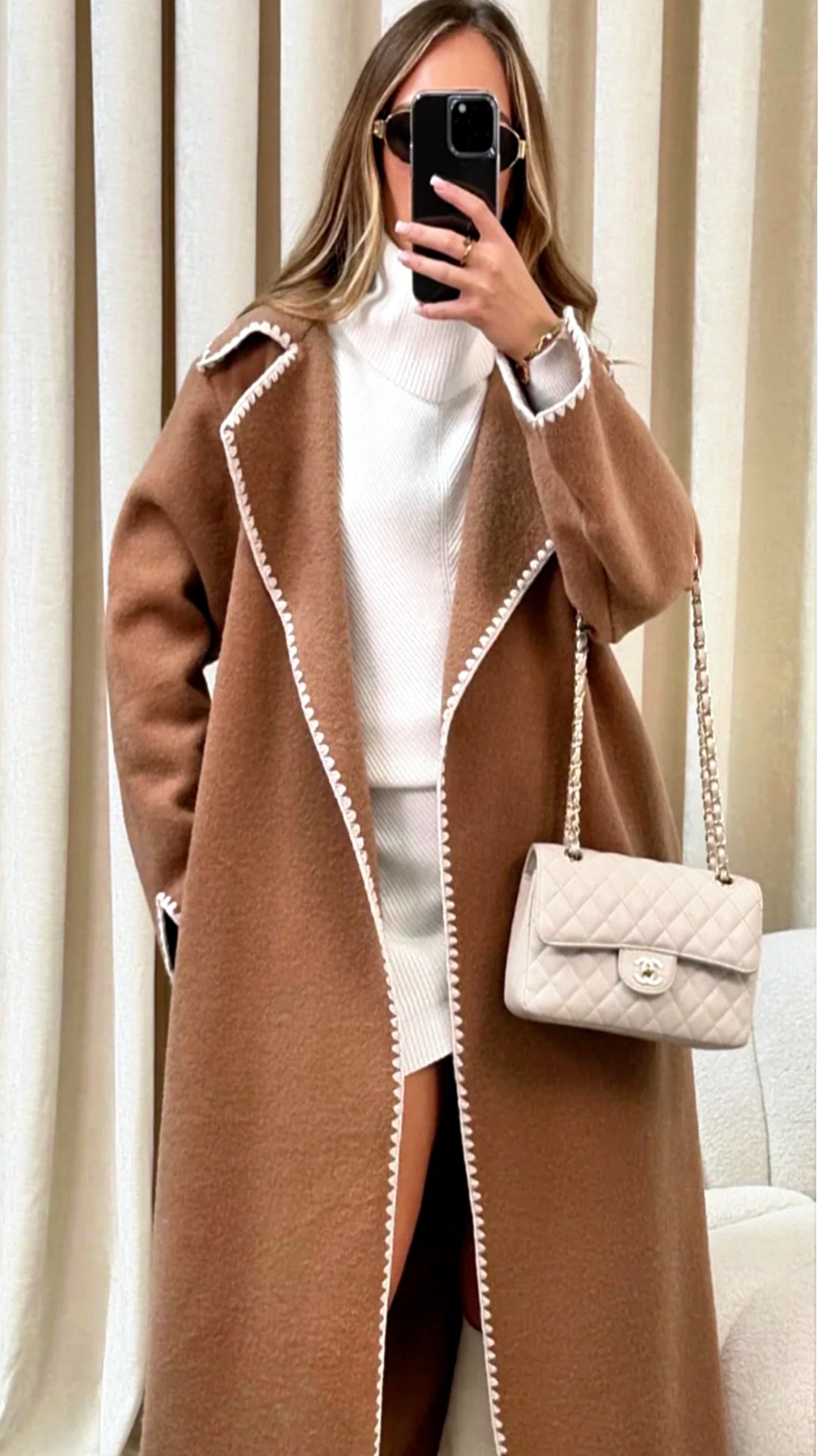 Blanket Stitch Fleece Coat