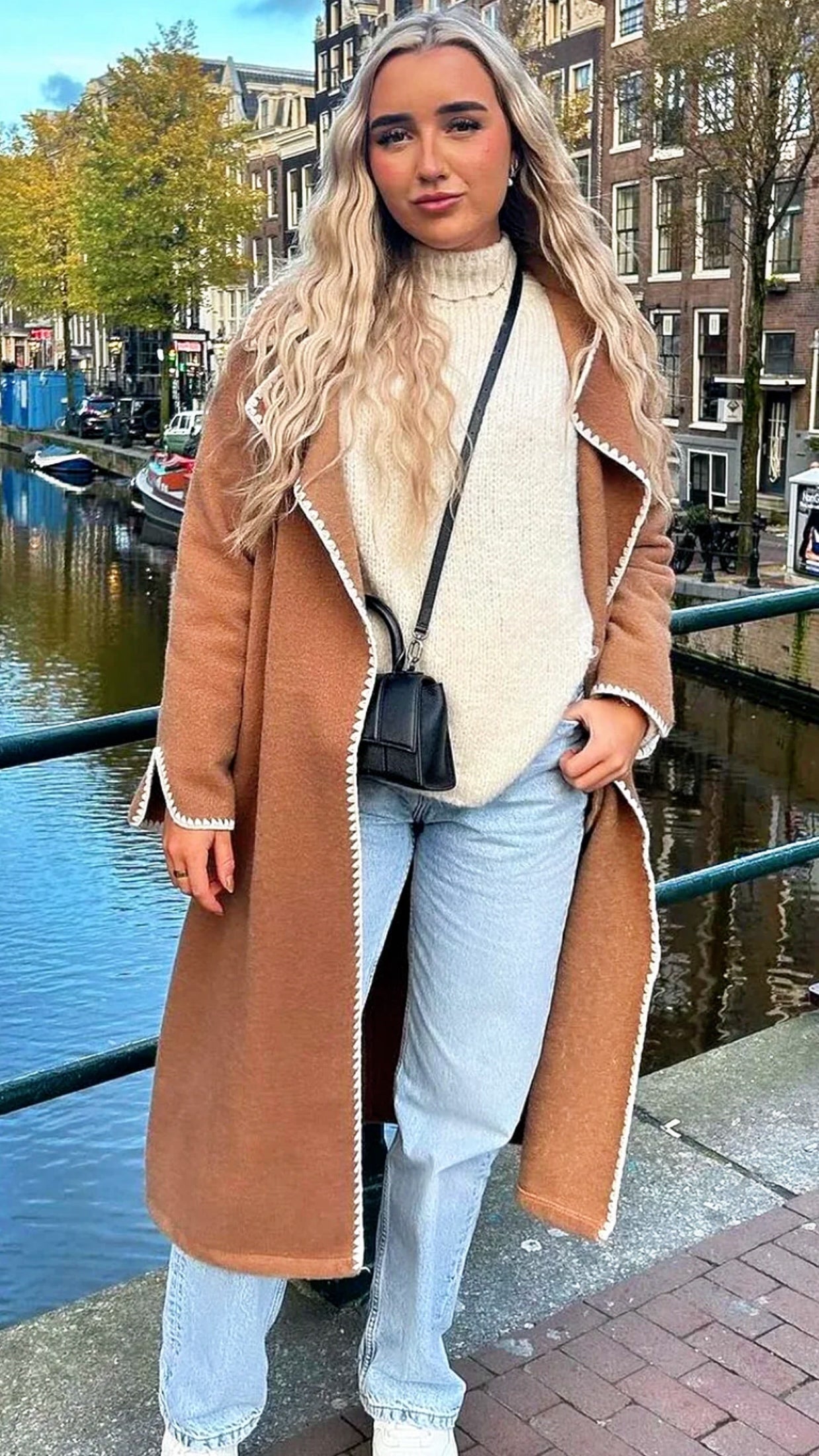 Blanket Stitch Fleece Coat