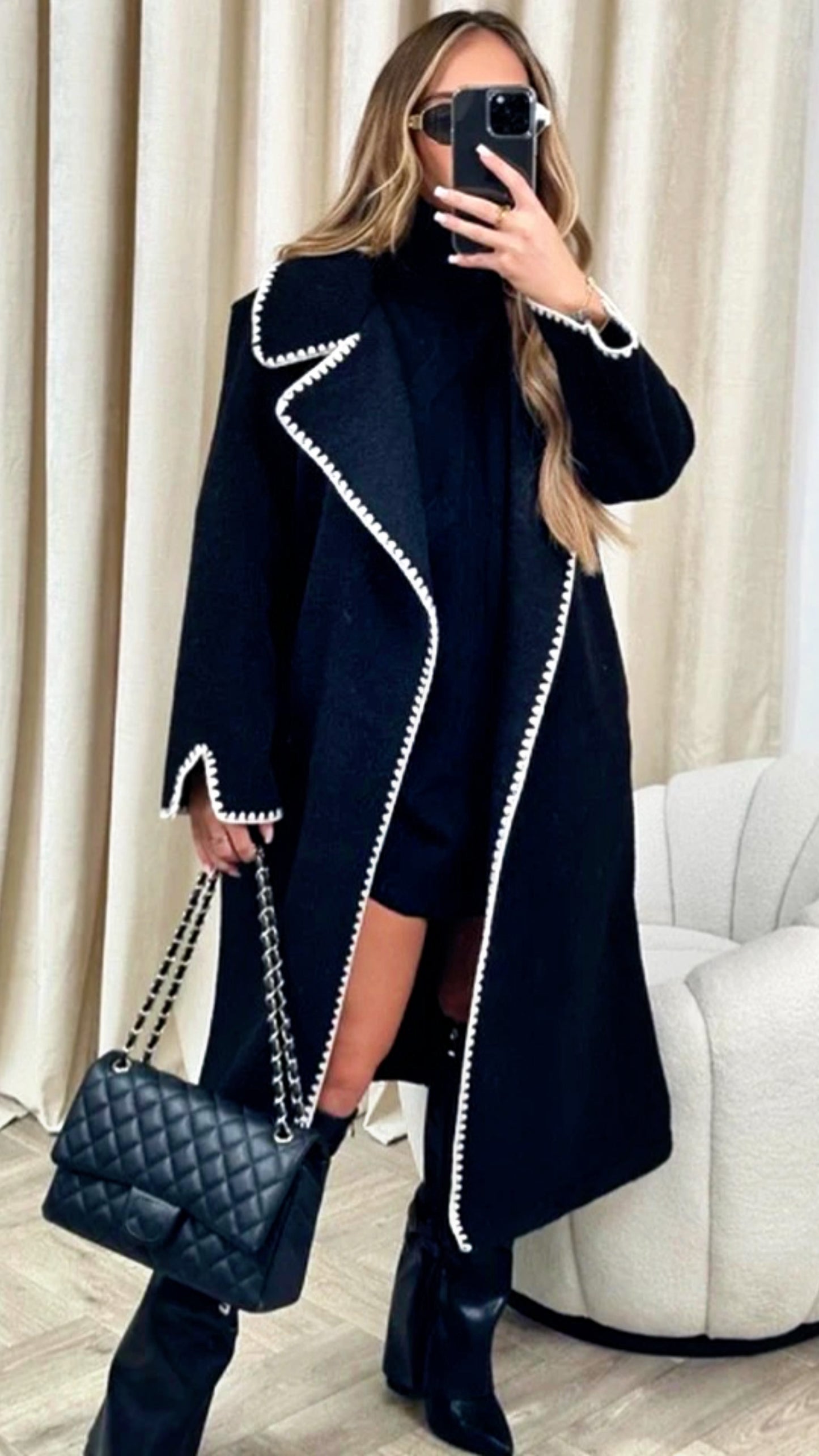 Blanket Stitch Fleece Coat